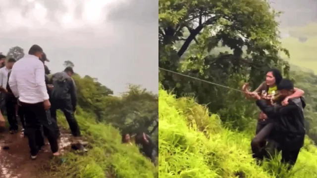 pune-woman-falls-into-deep-gorge-while-taking-selfie-viral-rescue-video-sparks-debate-over-careless-tourists
